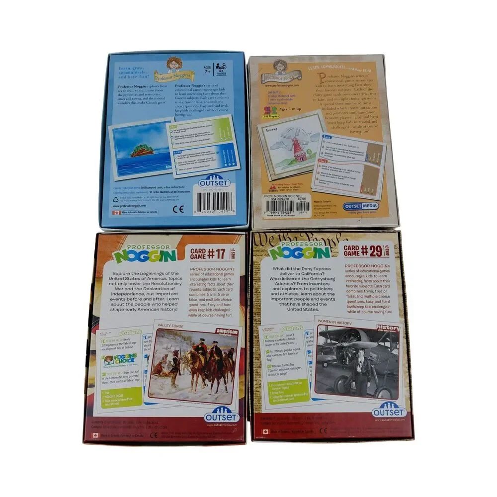 Professor Noggin’s American Revolution, Canada, Science, US History Card Games